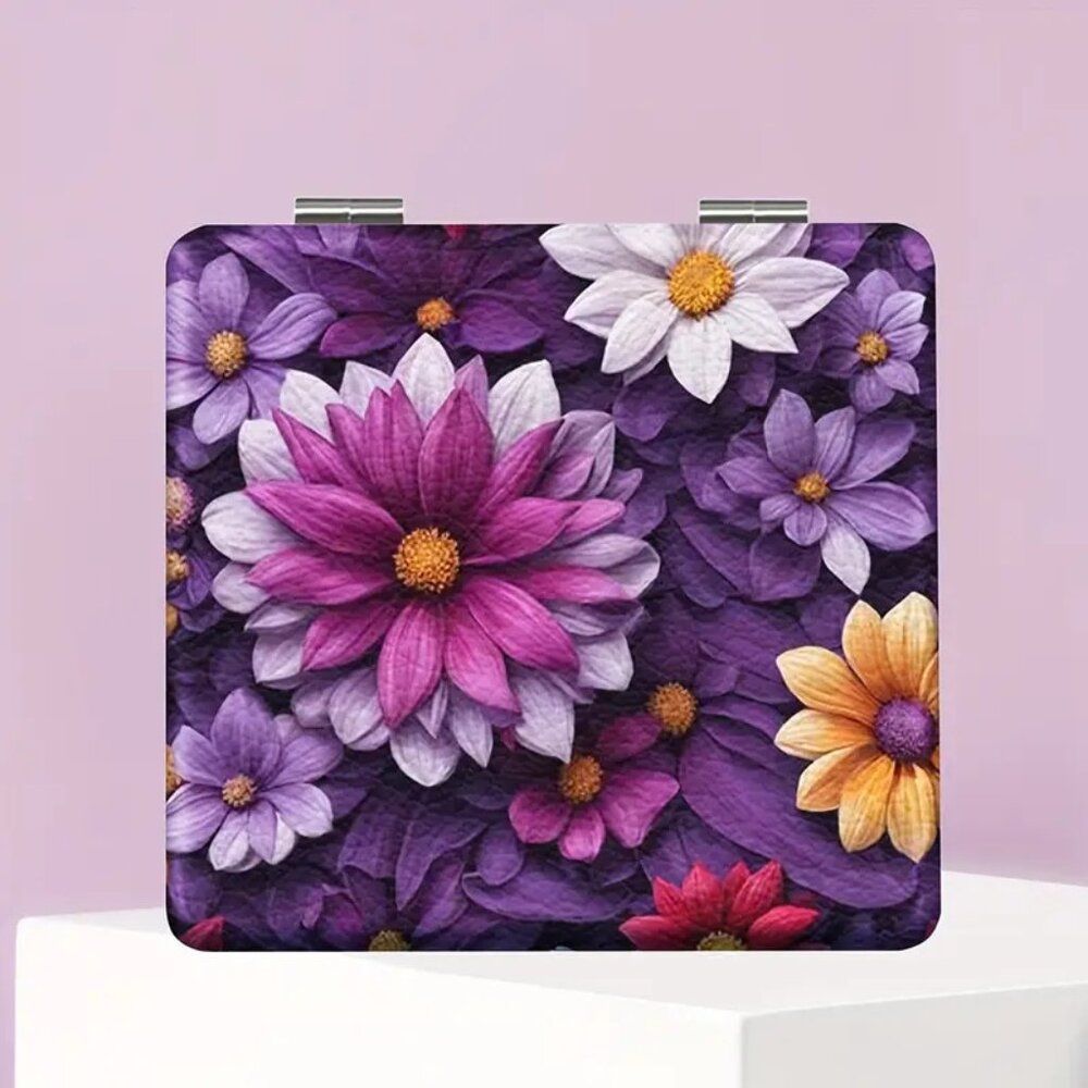 1pc  Elegant Floral Folding Makeup Mirror